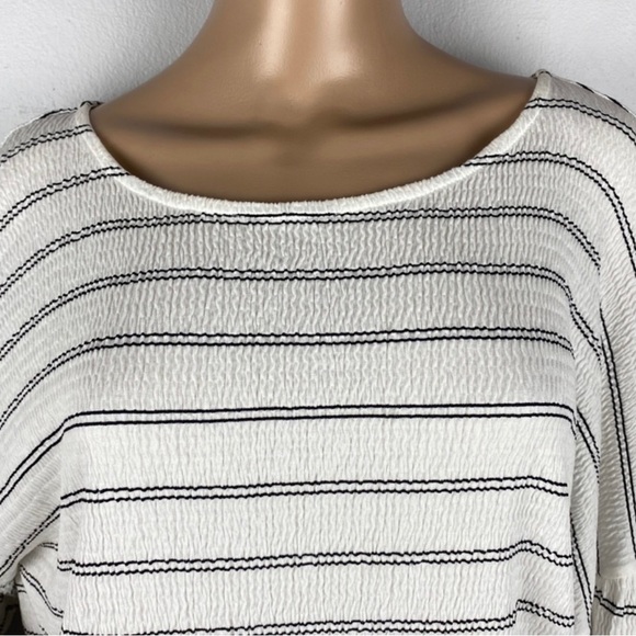 NEW FRENCH CONNECTION STRIPED BALLOON SLEEVE TOP - Picture 4 of 8